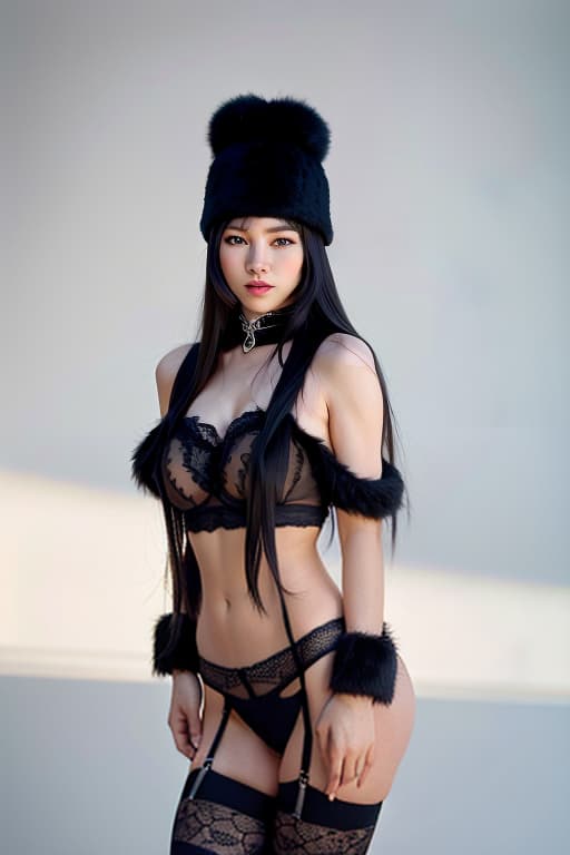  , cute , , fake fur hat, E cup, , garter belt, (Masterpiece, BestQuality:1.3), (ultra detailed:1.2), (hyperrealistic:1.3), (RAW photo:1.2),High detail RAW color photo, professional photograph, (Photorealistic:1.4), (realistic:1.4), ,professional lighting, (japanese), beautiful face, (realistic face)