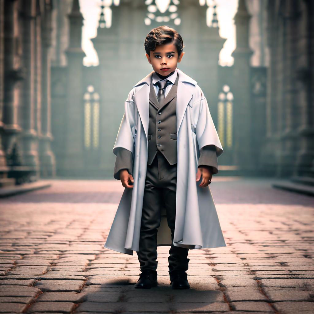  child vampire hyperrealistic, full body, detailed clothing, highly detailed, cinematic lighting, stunningly beautiful, intricate, sharp focus, f/1. 8, 85mm, (centered image composition), (professionally color graded), ((bright soft diffused light)), volumetric fog, trending on instagram, trending on tumblr, HDR 4K, 8K