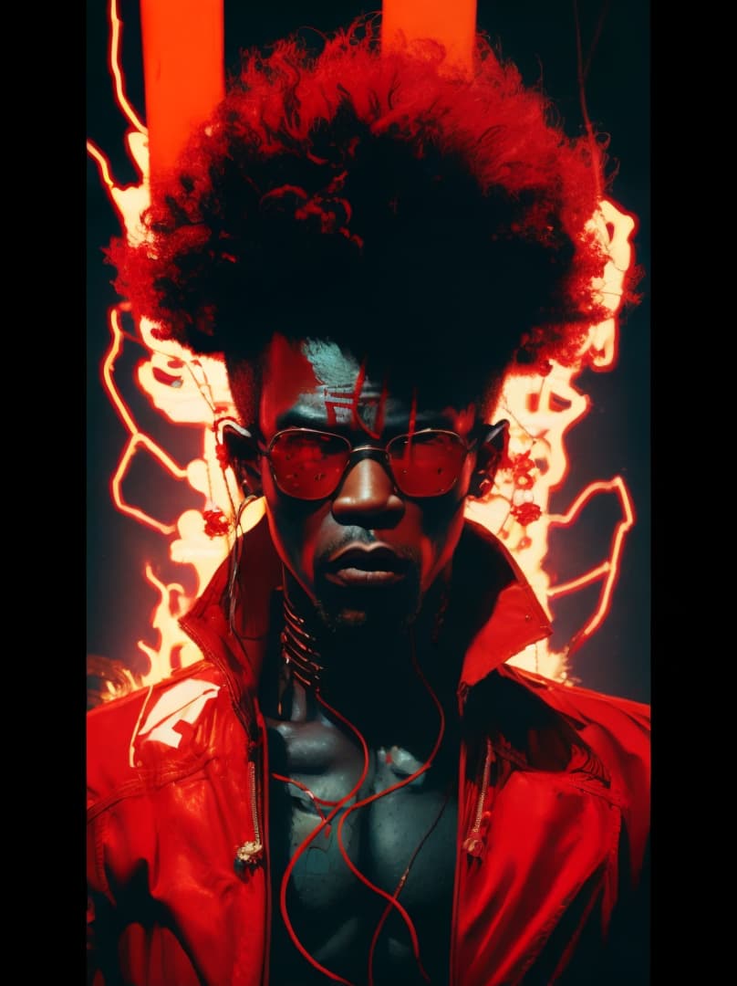  , afro kung fu master, red gi, full body, wide-angle epic Luxurypunk funk - A - delic::12 Afropunk::5 Cyberpunk, blade runner ambiant, cinematic composition, cinematic lighting, nuances, paper, comic art, comic book, one single box, neo noir genre, ink outlines, chiaroscuro detailed hands::5<lora:aether-bubbles-v1:0.6709550333510255><lora:gd-oil-painting-stick:0.5747911360509725><lora:barbiecore---barbify:0.6854016016605409><lora:hd-all-in-one-lora:1> hyperrealistic, full body, detailed clothing, highly detailed, cinematic lighting, stunningly beautiful, intricate, sharp focus, f/1. 8, 85mm, (centered image composition), (professionally color graded), ((bright soft diffused light)), volumetric fog, trending on instagram, trending on tumblr, HDR 4K, 8K