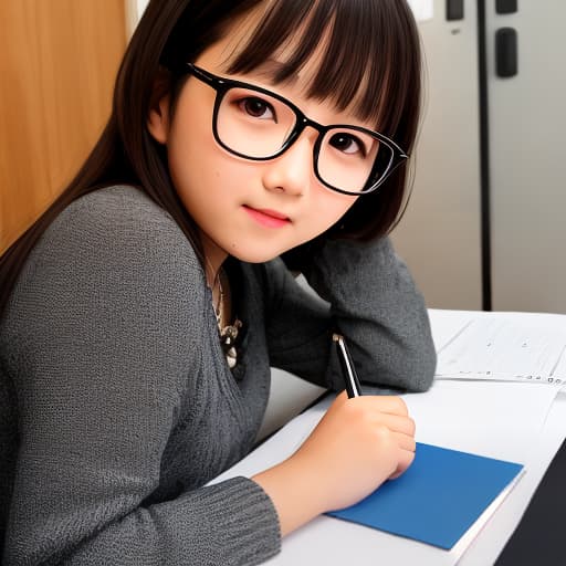  Elementary girl, glasses, Japan,, act, girl.