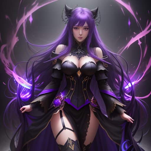  a woman with long hair standing in front of a purple light, splash art anime , dark backround, darkness aura, darkness background, gothic maiden anime , dark backgroud, ominous dark background, backround dark, anime epic artwork, seraphine ahri kda, piltover, demon black blue purple, dark psychedelica hyperrealistic, full body, detailed clothing, highly detailed, cinematic lighting, stunningly beautiful, intricate, sharp focus, f/1. 8, 85mm, (centered image composition), (professionally color graded), ((bright soft diffused light)), volumetric fog, trending on instagram, trending on tumblr, HDR 4K, 8K