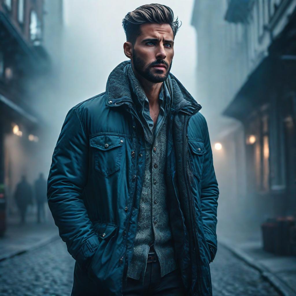  men hyperrealistic, full body, detailed clothing, highly detailed, cinematic lighting, stunningly beautiful, intricate, sharp focus, f/1. 8, 85mm, (centered image composition), (professionally color graded), ((bright soft diffused light)), volumetric fog, trending on instagram, trending on tumblr, HDR 4K, 8K