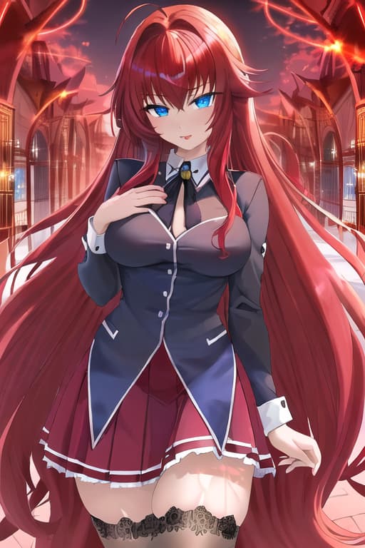  possessed by hisuian zoroark,masterpiece, best quality, 1women, long red hair, looking at viewer, :3, cute, black school uniform, outdoors, streets, cowboy shot, curvy, (((blue eyes))), rias gremory, red hair, antenna hair, wavy hair, ((beautiful detailed eyes, beautiful detailed glow, lots of glow)), anime screencap,Cat women, nekopara, neko, fantastically detailed reflecting eyes, masterpiece, best quality, high quality, solo