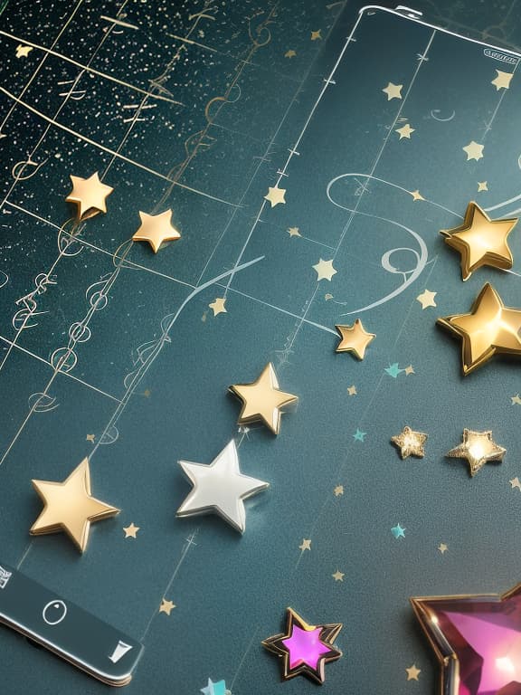  Cute musical notes and sparkling stars and gems wallpaper