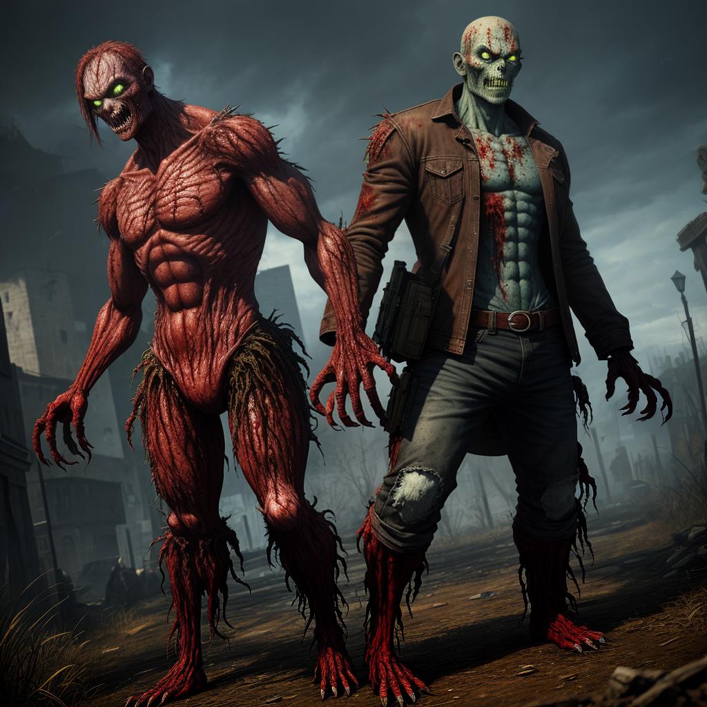  Mutated Zombie with T-Pose full body Realistic Ultra