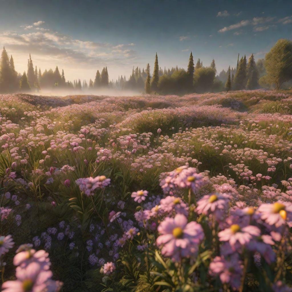  Ein hochentwickelter Roboter pflückt eine wunderschöne bezaubernde Blume auf einer Blumenwiese und guckt diese sehr genau an und versinkt im Staunen. Ultra realistisch, 8k hochauflösend, viele details, cinematic. hyperrealistic, full body, detailed clothing, highly detailed, cinematic lighting, stunningly beautiful, intricate, sharp focus, f/1. 8, 85mm, (centered image composition), (professionally color graded), ((bright soft diffused light)), volumetric fog, trending on instagram, trending on tumblr, HDR 4K, 8K