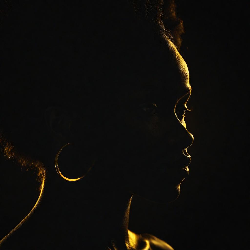  golden silhouette of a black woman through the darkness