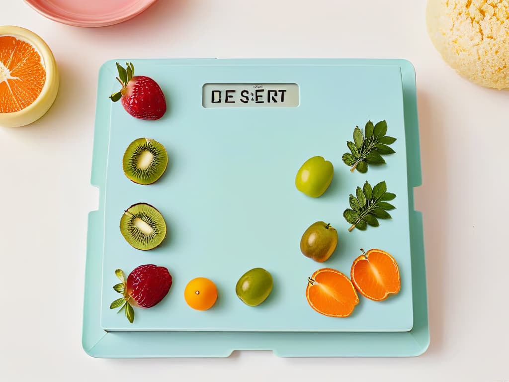  A minimalist illustration featuring a balanced scale with a decadent dessert on one side and a variety of healthy fruits on the other side. The scale is perfectly level, symbolizing the idea of enjoying desserts while maintaining a healthy weight through portion control and smart choices. The color scheme is serene and inviting, with soft pastel tones to evoke a sense of balance and harmony in the concept of indulging in sweets without compromising health goals. hyperrealistic, full body, detailed clothing, highly detailed, cinematic lighting, stunningly beautiful, intricate, sharp focus, f/1. 8, 85mm, (centered image composition), (professionally color graded), ((bright soft diffused light)), volumetric fog, trending on instagram, trending on tumblr, HDR 4K, 8K