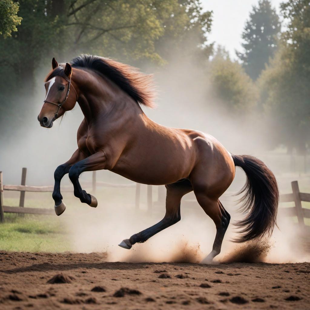  A horse actively tearing off its blanket with its teeth, capturing a sense of movement and determination. The blanket is mid-tear, with pieces flying off, showcasing the strength of the horse. The setting is a stable or paddock with a clear focus on the action of the blanket being torn. Preferably, the horse should have an expressive face indicating its effort and focus. hyperrealistic, full body, detailed clothing, highly detailed, cinematic lighting, stunningly beautiful, intricate, sharp focus, f/1. 8, 85mm, (centered image composition), (professionally color graded), ((bright soft diffused light)), volumetric fog, trending on instagram, trending on tumblr, HDR 4K, 8K