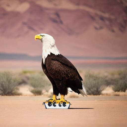  Bald Eagle playing disc golf in a high desert setting