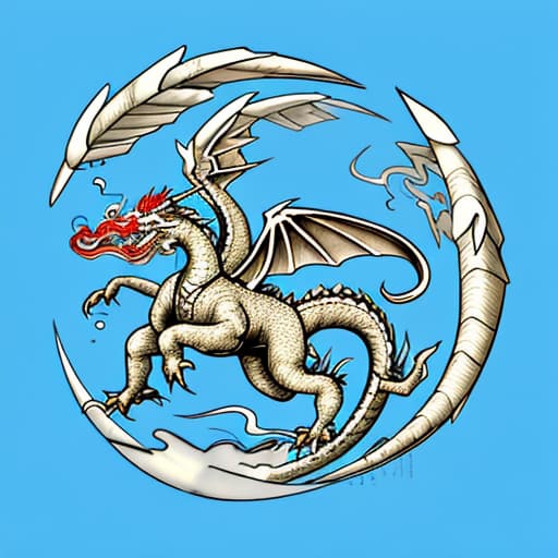  Draw a soaring Chinese dragon, momentum,