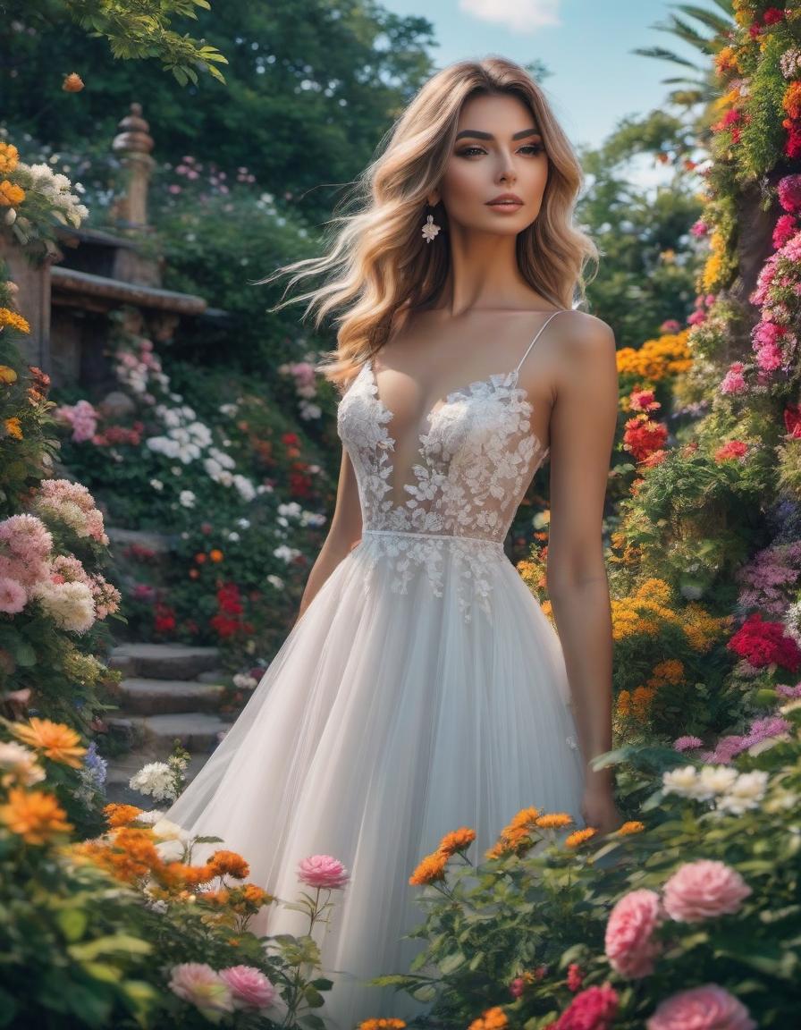  anime artwork fantasy art beautiful girl in a dress of flowers in a fairy garden close up brightly colourful sunny botanical a . anime style, key visual, vibrant, studio anime, highly detailed hyperrealistic, full body, detailed clothing, highly detailed, cinematic lighting, stunningly beautiful, intricate, sharp focus, f/1. 8, 85mm, (centered image composition), (professionally color graded), ((bright soft diffused light)), volumetric fog, trending on instagram, trending on tumblr, HDR 4K, 8K