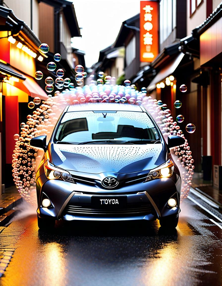  stacked papercut art of Design of a custom made Toyota Auris covered with steel fiber, spewing soap bubbles from its exhaust pipes, on the streets of Kyoto, demonstrating street life/Image Design of a custom made Toyota Auris covered with steel fiber, spewing soap bubbles from its exhaust pipes, on the streets of Kyoto, rain, demonstration of street life . 3D, layered, dimensional, depth, precision cut, stacked layers, papercut, high contrast hyperrealistic, full body, detailed clothing, highly detailed, cinematic lighting, stunningly beautiful, intricate, sharp focus, f/1. 8, 85mm, (centered image composition), (professionally color graded), ((bright soft diffused light)), volumetric fog, trending on instagram, trending on tumblr, HDR 4K, 8K