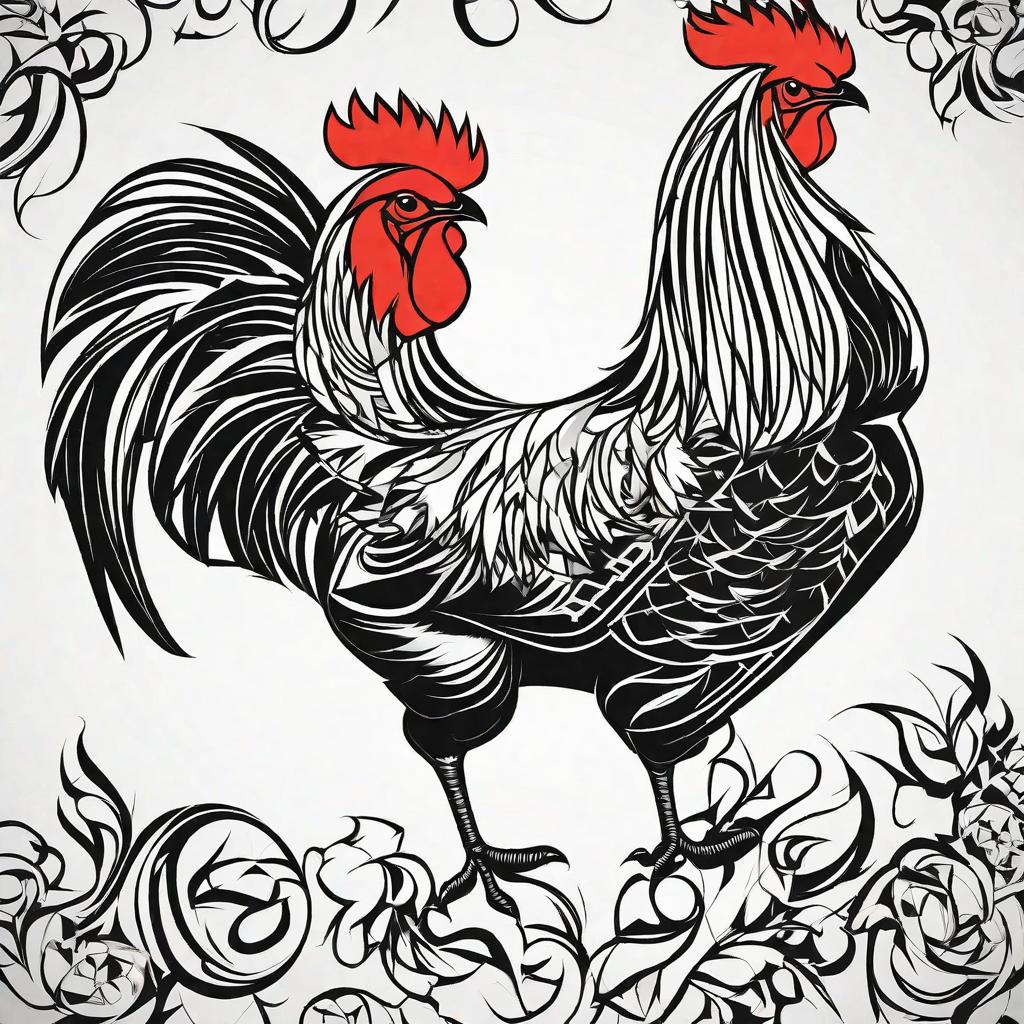  masterpiece, best quality, Fighting rooster tattoo for man