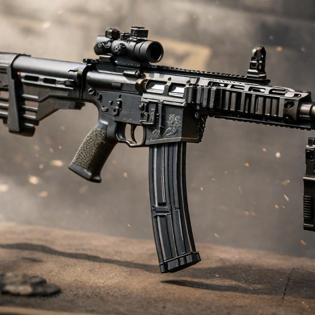  masterpiece, best quality,Draw an ancient soldier holding this hk 416 assault rifle