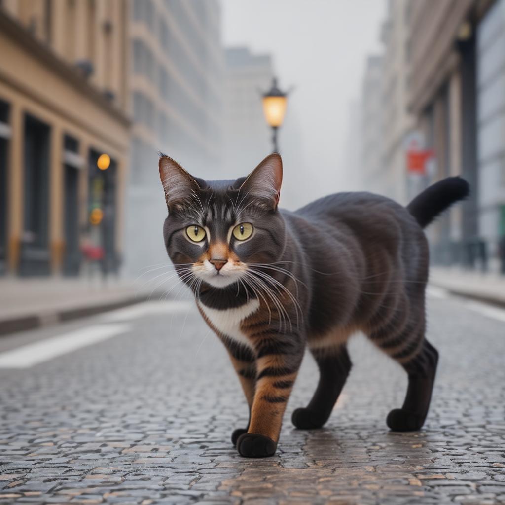  @PB_ImgGenBot Cat hyperrealistic, full body, detailed clothing, highly detailed, cinematic lighting, stunningly beautiful, intricate, sharp focus, f/1. 8, 85mm, (centered image composition), (professionally color graded), ((bright soft diffused light)), volumetric fog, trending on instagram, trending on tumblr, HDR 4K, 8K