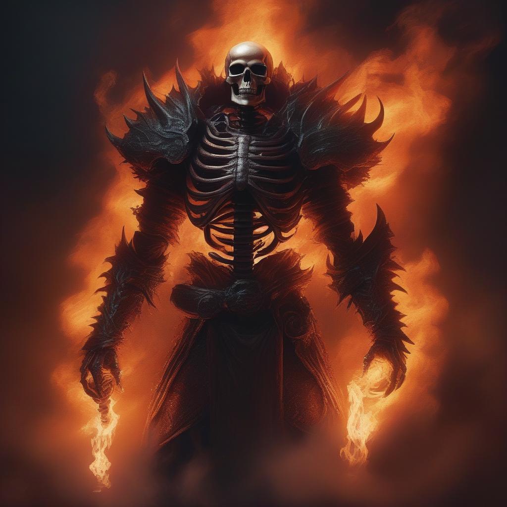  full body, different flame color, a burning demon, skeleton face, brutal composition, gloomy, emotionally profound, horror, intense and brooding dark tones, masterpiece, best quality, high quality, highres, absurdres, dramatic lightning, high definition, depth of field, very intricate, unforgettable, digital art style, painting style, full body, , ((masterpiece)), best quality, very detailed, high resolution, sharp, sharp image, extremely detailed, 4k, 8k