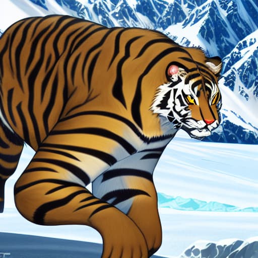  A sabertooth tiger, in Antarctica going on an adventure highly detailed