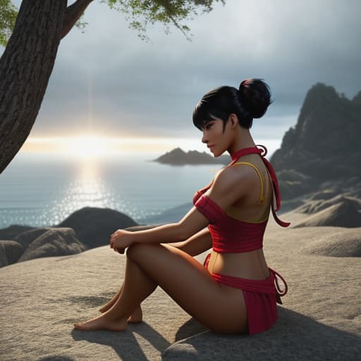  (Josie Rizal [Tekken 7]:1.3),send similar imageCurrently standing barefoot near coastline doing nothing more complex than catch sight beautiful components nature present today such scenery truly inspires tranquility required reflection takes place upon finding inner peace equivalent nirvana state being finally achieved after enduring prior challenges faced psyche hyperrealistic, full body, detailed clothing, highly detailed, cinematic lighting, stunningly beautiful, intricate, sharp focus, f/1. 8, 85mm, (centered image composition), (professionally color graded), ((bright soft diffused light)), volumetric fog, trending on instagram, trending on tumblr, HDR 4K, 8K