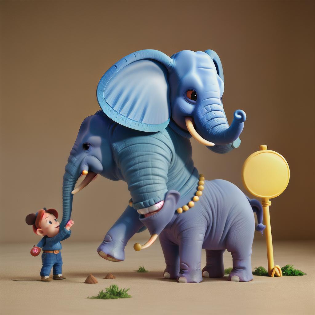  Masterpiece, best quality, cartoon cute style of an elephant, elephant playing is magician
