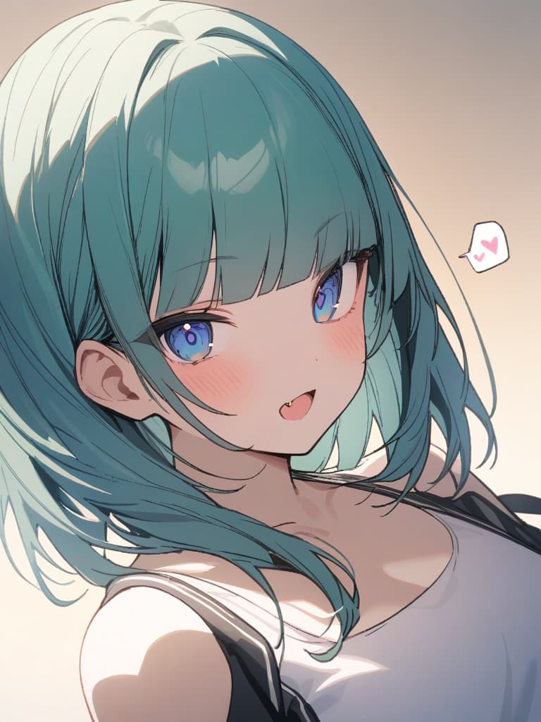  ultra detailed:1.2masterpiece:1.2,best quality,masterpiece,bestquality,hdr:1.1,8k:1.1,very cute girl:1.3,short straight hair,green hair:1.4,(blunt bangs,diagonal cut bangs:1.7),(asymmetry haircut :1.3)(blue eyes:1.3),face focus:1.1,face close up:1.1,(upper body:1 .3),yellow background,(open mouth,fang:1.1),spoken heart:1.1,seductive smile:1.2, masterpiece, best quality,8k,ultra detailed,high resolution,an extremely delicate and beautiful,hyper detail