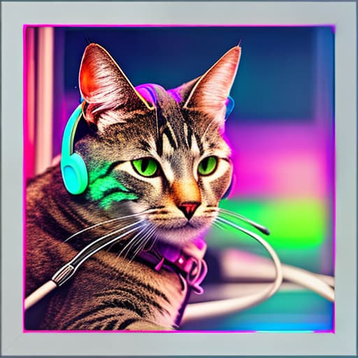 nvinkpunk Realistic image of a cat wearing headphones and reading glasses while riding a bus. hyperrealistic, full body, detailed clothing, highly detailed, cinematic lighting, stunningly beautiful, intricate, sharp focus, f/1. 8, 85mm, (centered image composition), (professionally color graded), ((bright soft diffused light)), volumetric fog, trending on instagram, trending on tumblr, HDR 4K, 8K