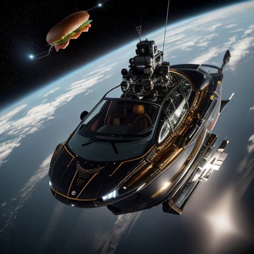  Elephant in space with a burger hyperrealistic, full body, detailed clothing, highly detailed, cinematic lighting, stunningly beautiful, intricate, sharp focus, f/1. 8, 85mm, (centered image composition), (professionally color graded), ((bright soft diffused light)), volumetric fog, trending on instagram, trending on tumblr, HDR 4K, 8K