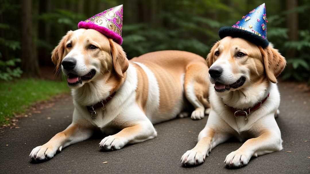  a hyper-realistic photo of a senior dog in a birthday hat hyperrealistic, full body, detailed clothing, highly detailed, cinematic lighting, stunningly beautiful, intricate, sharp focus, f/1. 8, 85mm, (centered image composition), (professionally color graded), ((bright soft diffused light)), volumetric fog, trending on instagram, trending on tumblr, HDR 4K, 8K