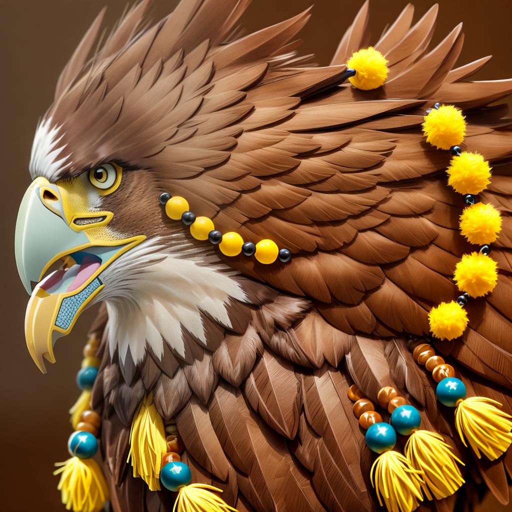  eagle half horse, brown fur , yellow bead