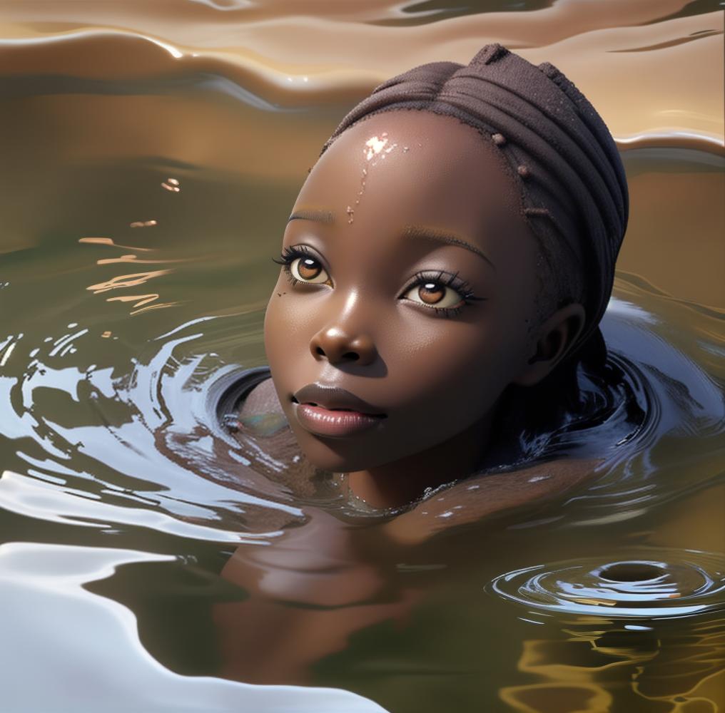  african woman drowning in the water