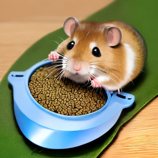  realistic hamster eating kibble，