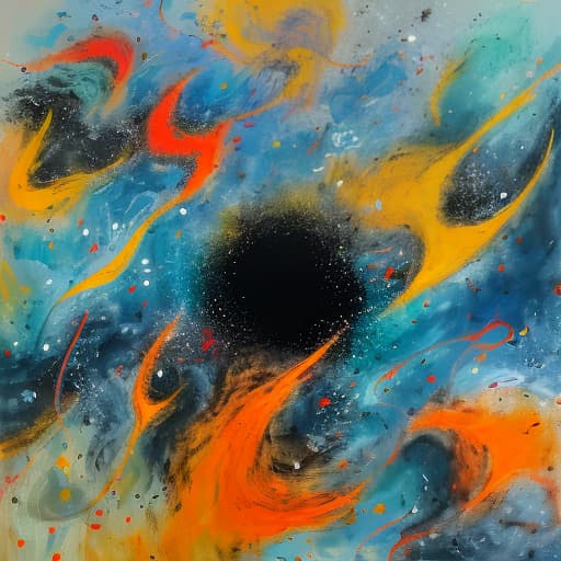  Abstract painting in the style of Chinese abstract painter Zhao Wuji. Elements in the picture include starry sky and chaos.