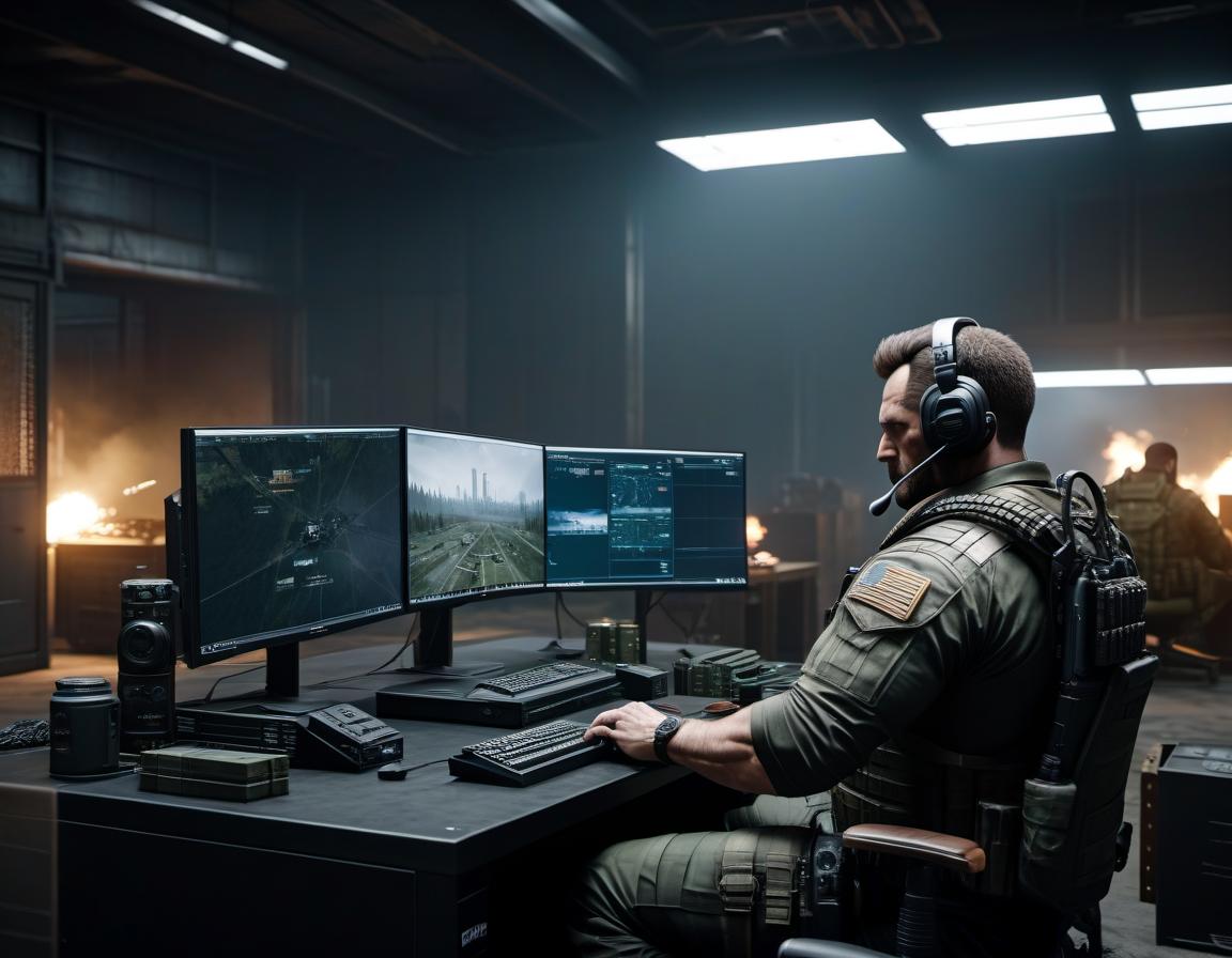  A big room, two guys at computers, fat and thin, playing escape from tarkov, realism hyperrealistic, full body, detailed clothing, highly detailed, cinematic lighting, stunningly beautiful, intricate, sharp focus, f/1. 8, 85mm, (centered image composition), (professionally color graded), ((bright soft diffused light)), volumetric fog, trending on instagram, trending on tumblr, HDR 4K, 8K