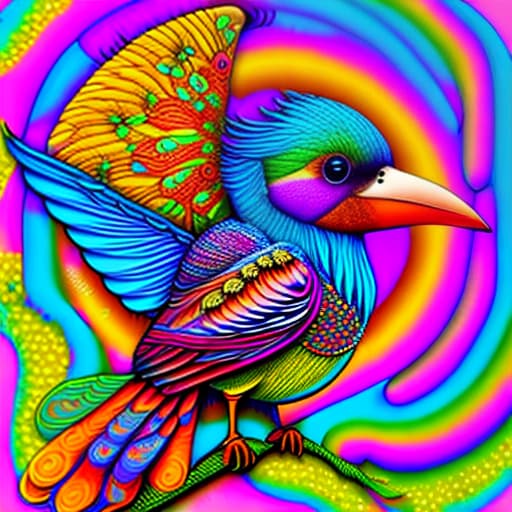 estilovintedois Fantasy Bird Psychedelic Style