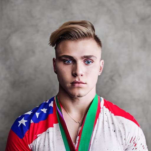 portrait+ style russian homosexual queer powerlifter blonde very cute dude face