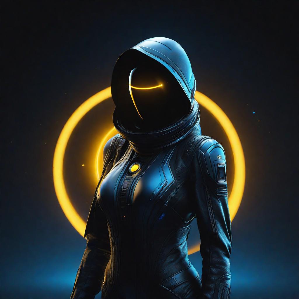  vector(black hole icon oled, two colors - blue and yellow) --s2 hyperrealistic, full body, detailed clothing, highly detailed, cinematic lighting, stunningly beautiful, intricate, sharp focus, f/1. 8, 85mm, (centered image composition), (professionally color graded), ((bright soft diffused light)), volumetric fog, trending on instagram, trending on tumblr, HDR 4K, 8K