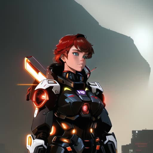  ((mecha)), exosuit, <lora:Mecha:0.8), <lora:add_detail:1.5), ultra sharp, detailed, science_fiction, red and black colors, (((made of computer chips, wires))), glowing in the dark, neon details, intricate, mecha masterpiece, detailed mech armor