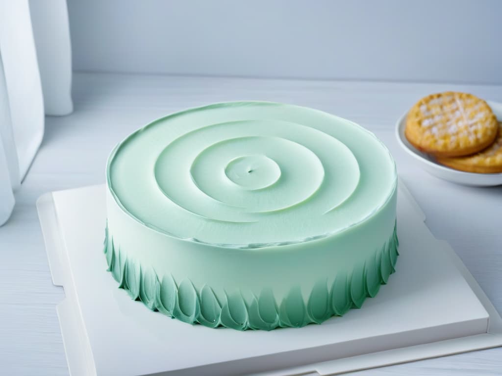  A closeup, ultradetailed image of a sleek, modern silicone baking mold, showcasing its intricate design and smooth texture under soft, natural lighting. The mold is filled with a perfectly shaped cake or dessert, highlighting its innovative features and versatility for baking enthusiasts. hyperrealistic, full body, detailed clothing, highly detailed, cinematic lighting, stunningly beautiful, intricate, sharp focus, f/1. 8, 85mm, (centered image composition), (professionally color graded), ((bright soft diffused light)), volumetric fog, trending on instagram, trending on tumblr, HDR 4K, 8K