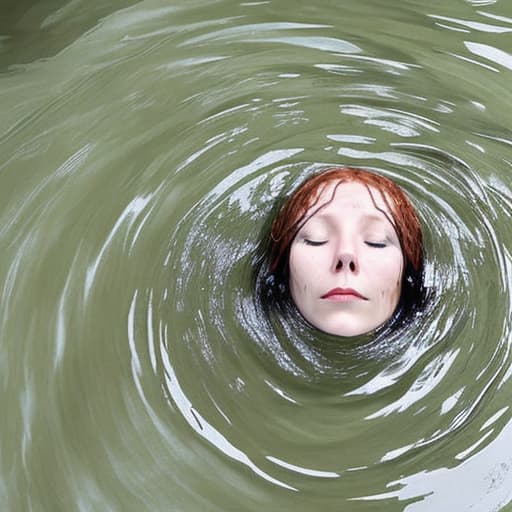  woman's head drowning in the river