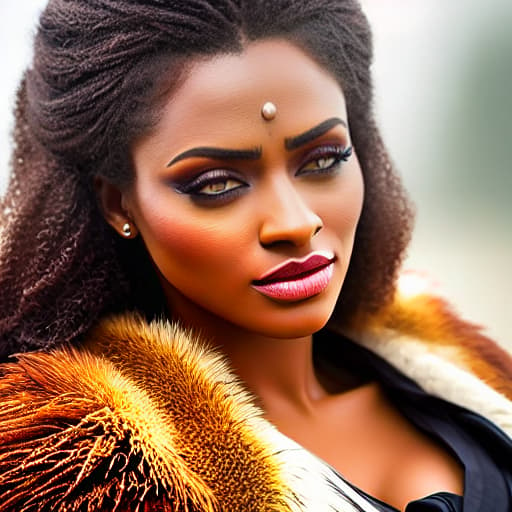  beautiful princess warrior with black skin, browns eyes and brown hair hyperrealistic, full body, detailed clothing, highly detailed, cinematic lighting, stunningly beautiful, intricate, sharp focus, f/1. 8, 85mm, (centered image composition), (professionally color graded), ((bright soft diffused light)), volumetric fog, trending on instagram, trending on tumblr, HDR 4K, 8K