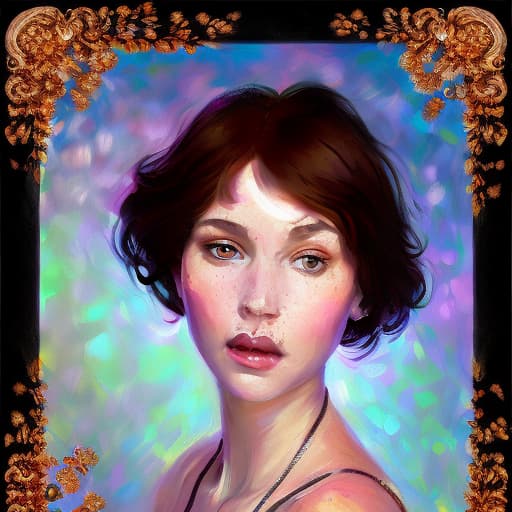 portrait+ style Russian queer impressionist brunette female face