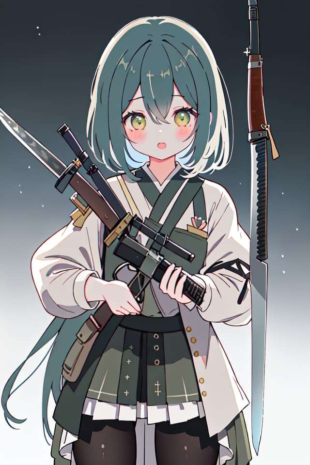  魔法少女、(((holding a rifle with a bayonet:1.6、long rifle with a bayonet:1.6、aiming at viewer:1.6)))、((magical camouflage costume、absurd magic effect、muzzle flash:1.4))、smirk、(best quality:1.4、masterpiece:1.4、ultra detailed texture、RAW photorealistic、absurd resolution、8K illustration)、💩、💩、💩、 hyperrealistic, full body, detailed clothing, highly detailed, cinematic lighting, stunningly beautiful, intricate, sharp focus, f/1. 8, 85mm, (centered image composition), (professionally color graded), ((bright soft diffused light)), volumetric fog, trending on instagram, trending on tumblr, HDR 4K, 8K