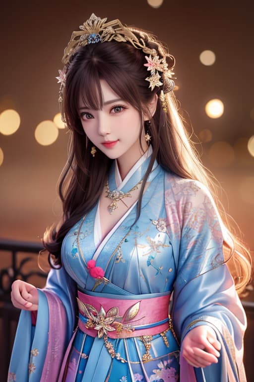  best quality, masterpiece, highres, 1girl,blush,(seductive smile:0.8),star shaped pupils,china hanfu,hair ornament,necklace, jewelry,Beautiful face,upon body, tyndall effect,photorealistic, dark studio, rim lighting, two tone lighting,(high detailed skin:1.2), 8k uhd, dslr, soft lighting, high quality, volumetric lighting, candid, Photograph, high resolution, 4k, 8k, Bokeh hyperrealistic, full body, detailed clothing, highly detailed, cinematic lighting, stunningly beautiful, intricate, sharp focus, f/1. 8, 85mm, (centered image composition), (professionally color graded), ((bright soft diffused light)), volumetric fog, trending on instagram, trending on tumblr, HDR 4K, 8K