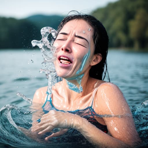  woman's face sticking from the water