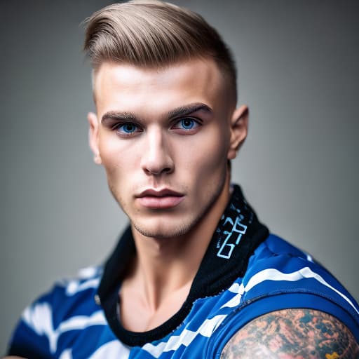 portrait+ style russian queer fitness model blonde very cute dude face