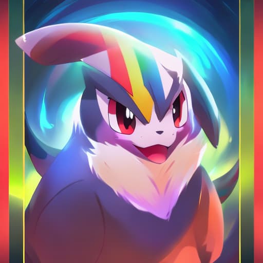 portrait+ style a Pokémon with a rainbow around it