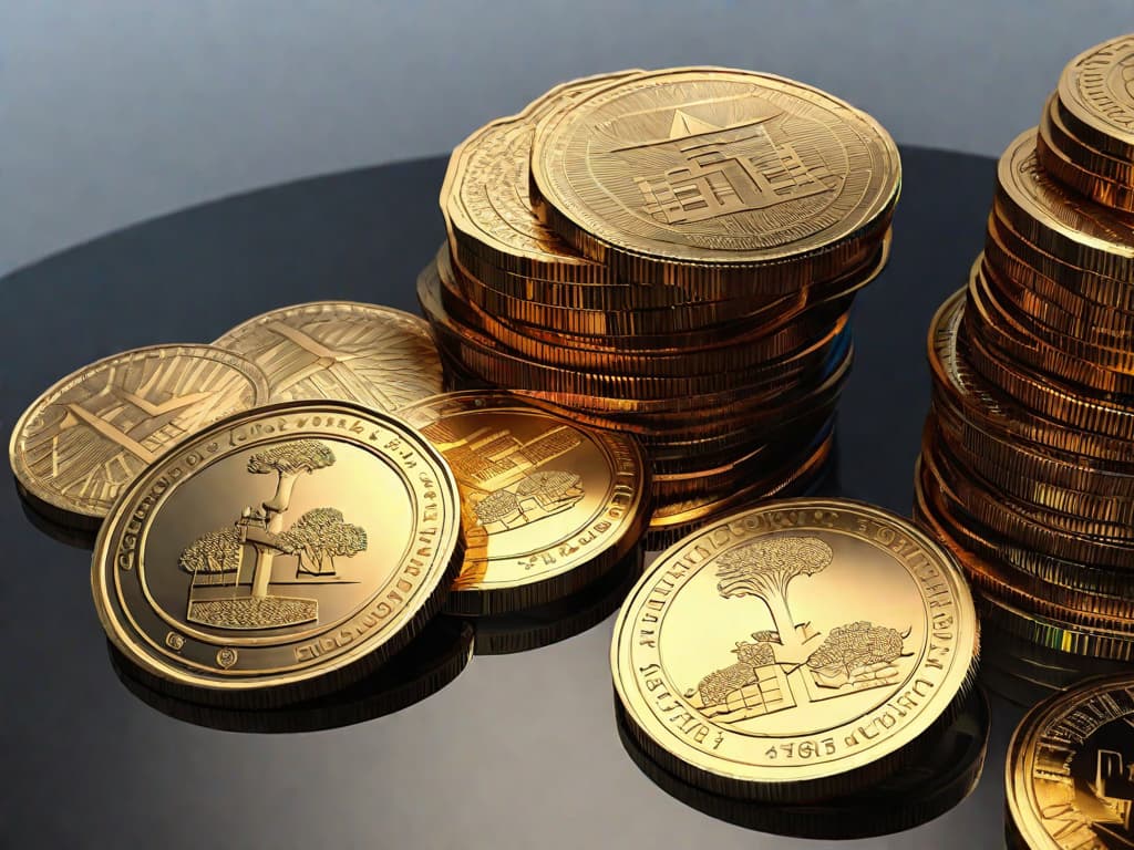  A close-up of a stack of shiny, golden coins increasing in height, with a blurred stock market graph in the background showing an upward trend. digital art, ilustration, no flares, clean hyperrealistic, full body, detailed clothing, highly detailed, cinematic lighting, stunningly beautiful, intricate, sharp focus, f/1. 8, 85mm, (centered image composition), (professionally color graded), ((bright soft diffused light)), volumetric fog, trending on instagram, trending on tumblr, HDR 4K, 8K