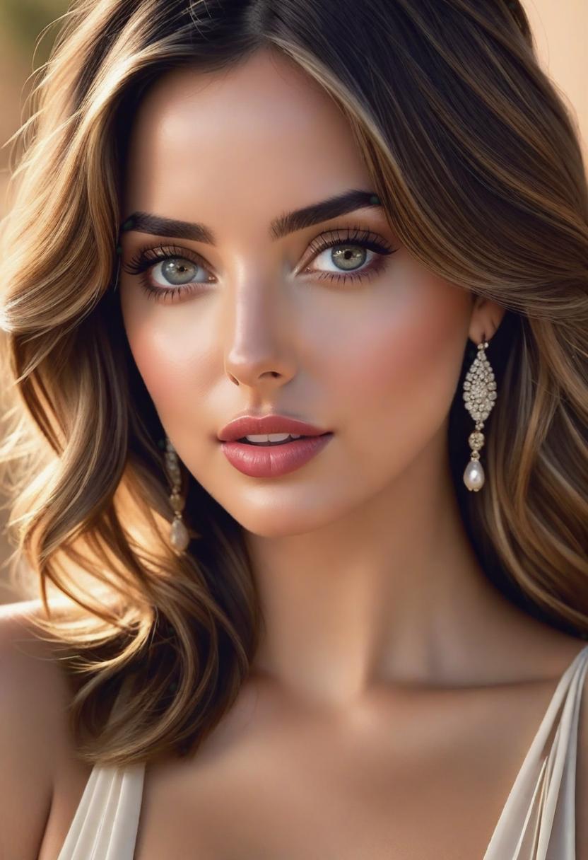  1. Ana De Armas portrayed with natural lighting, highlighting her radiant features, creating a serene and intimate ambiance. The style exudes realism, capturing her elegance effortlessly.

2. Ana De Armas portrayed in a candid moment, with soft, moody lighting, emphasizing her expressive eyes. The style exhibits a realistic approach, capturing her raw emotions with remarkable accuracy.

3. Ana De Armas depicted in a vibrant outdoor setting, bathed in warm sunlight. The style emulates realism, showcasing her joyful and charismatic persona, as if frozen in a timeless moment. hyperrealistic, full body, detailed clothing, highly detailed, cinematic lighting, stunningly beautiful, intricate, sharp focus, f/1. 8, 85mm, (centered image composition), (professionally color graded), ((bright soft diffused light)), volumetric fog, trending on instagram, trending on tumblr, HDR 4K, 8K