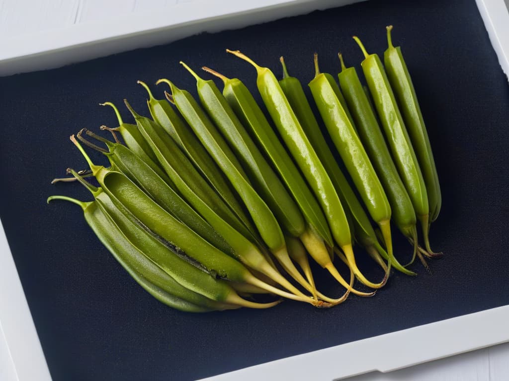  A closeup, ultradetailed image of a delicate vanilla bean pod split open, revealing the tiny, aromatic seeds inside. The focus is razorsharp, capturing every tiny speck and fiber of the vanilla seeds, showcasing their natural beauty and rich aroma. The image is framed against a stark, white background, emphasizing the simplicity and purity of this essential ingredient in pastry making. hyperrealistic, full body, detailed clothing, highly detailed, cinematic lighting, stunningly beautiful, intricate, sharp focus, f/1. 8, 85mm, (centered image composition), (professionally color graded), ((bright soft diffused light)), volumetric fog, trending on instagram, trending on tumblr, HDR 4K, 8K