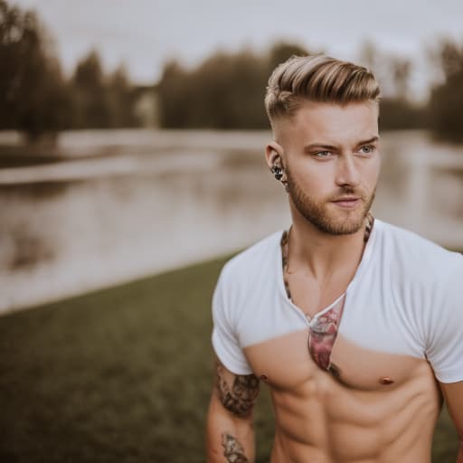 portrait+ style czech queer fitness coach very cute blonde dude face